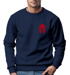 Neverless Sweatshirt Herren Logo Print Sparta-Helm Spartaner Gladiator Krieger Dunkelblau/Rot