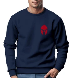 Neverless Sweatshirt Herren Logo Print Sparta-Helm Spartaner Gladiator Krieger Dunkelblau/Rot