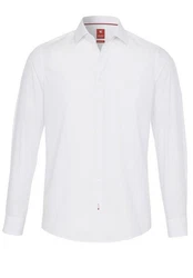 Pure Businesshemd Langarmhemd Slim Fit Kentkragen Weiß/Creme