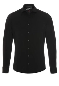 Hatico Langarmhemd uni regular fit Schwarz