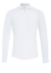 Hatico Langarmhemd uni regular fit Weiß/Grau/Creme