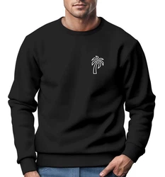 Neverless Sweatshirt Herren Aufdruck Print Palme Line Art Motiv Schwarz/Beige/Grün/Dunkelblau