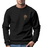 Neverless Sweatshirt Herren Aufdruck Print Palme Line Art Motiv Schwarz/Beige