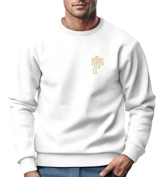 Neverless Sweatshirt Herren Aufdruck Print Palme Line Art Motiv Weiß