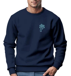 Neverless Sweatshirt Herren Aufdruck Print Palme Line Art Motiv Dunkelblau/Blau