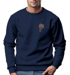 Neverless Sweatshirt Herren Aufdruck Print Palme Line Art Motiv Dunkelblau/Blau