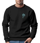 Neverless Sweatshirt Herren Aufdruck Print Palme Line Art Motiv Schwarz/Türkis/Grün/Dunkelgrün