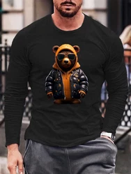 RMK Langarmshirt Herren Longsleeve Rundhals Basic Gangster Teddybr Braun/Schwarz