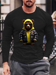 RMK Langarmshirt Herren Longsleeve Rundhals Basic Gangster Teddybr Braun/Schwarz/Gelb