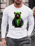 RMK Langarmshirt Herren Longsleeve Rundhals Basic Gangster Teddybr Braun