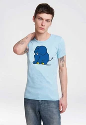 LOGOSHIRT T-Shirt Sendung mit der Maus - Elefant Hellblau/Blau