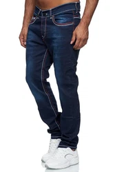 Baxboy Regular-fit Jeans Straight Fit Denim Dunkelblau/Blau/Orange/Hellblau