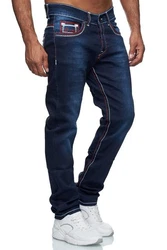 Baxboy Regular-fit Jeans Straight Fit Denim Dunkelblau/Blau/Orange/Hellblau