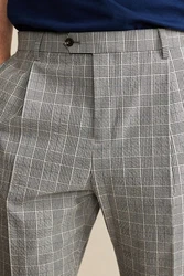 Next Anzughose Relaxed Fit Seersucker Anzug Grau/Hellgrau