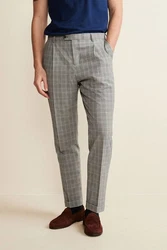 Next Anzughose Relaxed Fit Seersucker Anzug Grau/Hellgrau