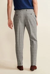 Next Anzughose Relaxed Fit Seersucker Anzug Grau/Hellgrau