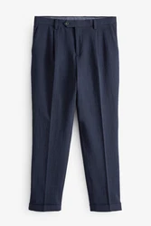 Next Anzughose Relaxed Fit Seersucker Anzug Dunkelblau/Blau