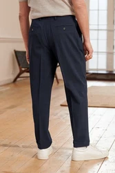 Next Anzughose Relaxed Fit Seersucker Anzug Dunkelblau/Blau