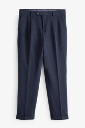 Next Anzughose Relaxed Fit Seersucker Anzug Dunkelblau/Blau