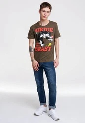 LOGOSHIRT T-Shirt Looney Tunes Sylvester & Tweety Dunkelgrün/Beige/Grün/Braun