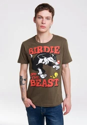 LOGOSHIRT T-Shirt Looney Tunes Sylvester & Tweety Dunkelgrün/Beige/Grün/Braun