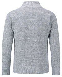 Allthemen Cardigan mit Stehkragen Strickjacke Herren Grau/Hellgrau