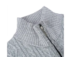 Allthemen Cardigan mit Stehkragen Strickjacke Herren Grau/Hellgrau