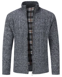 Allthemen Cardigan mit Stehkragen Strickjacke Herren Dunkelblau/Grau/Dunkelgrau