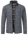 Allthemen Cardigan mit Stehkragen Strickjacke Herren Dunkelblau/Grau/Dunkelgrau