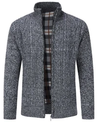 Allthemen Cardigan mit Stehkragen Strickjacke Herren Dunkelblau/Grau/Dunkelgrau