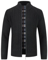 Allthemen Cardigan mit Stehkragen Strickjacke Herren Dunkelgrau/Dunkelblau/Schwarz/Grau