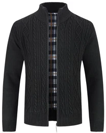 Cardigan mit Stehkragen Herren warme Strickjacke