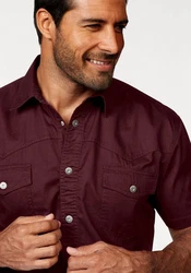 Arizona Kurzarmhemd Western-Stil Dunkelrot/Bordeaux/Rot