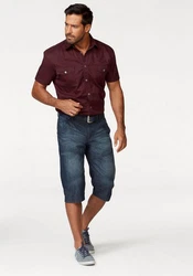 Arizona Kurzarmhemd Western-Stil Dunkelrot/Bordeaux/Rot