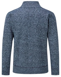 Allthemen Cardigan mit Stehkragen Strickjacke Herren Dunkelblau/Grau/Blau