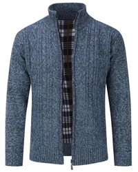 Allthemen Cardigan mit Stehkragen Strickjacke Herren Dunkelblau/Grau/Blau