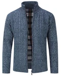 Allthemen Cardigan mit Stehkragen Strickjacke Herren Dunkelblau/Grau/Blau
