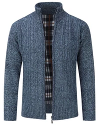 Allthemen Cardigan mit Stehkragen Strickjacke Herren Dunkelblau/Grau/Blau