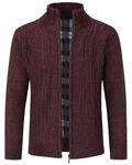 Allthemen Cardigan mit Stehkragen Strickjacke Herren Bordeaux/Dunkelrot