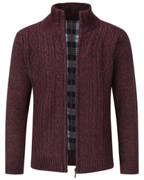 Cardigan mit Stehkragen Herren warme Strickjacke