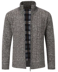 Allthemen Cardigan mit Stehkragen Strickjacke Herren Grau/Dunkelgrau/Hellgrau