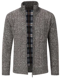 Allthemen Cardigan mit Stehkragen Strickjacke Herren Grau/Dunkelgrau/Hellgrau