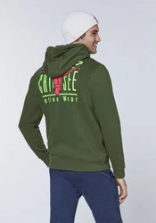 Chiemsee Sweatjacke mit Jumper-Motiven Dunkelgrün/Grün