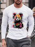 RMK Langarmshirt Herren Longsleeve Rundhals Basic Teddy Braun/Mischfarben