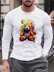 RMK Langarmshirt Rundhals Basic Teddybr Br Braun/Mischfarben/Weiß