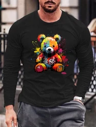 RMK Langarmshirt Rundhals Basic Teddybr Br Braun/Mischfarben/Schwarz