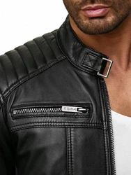 RedBridge Herren Lederjacke Kunstleder Bikerjacke Urban Steppjacke (M6013) Schwarz