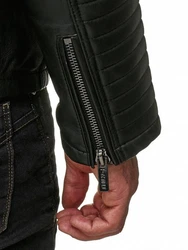 RedBridge Herren Lederjacke Kunstleder Bikerjacke Urban Steppjacke (M6013) Schwarz