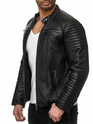 RedBridge Herren Lederjacke Kunstleder Bikerjacke Urban Steppjacke (M6013) Schwarz