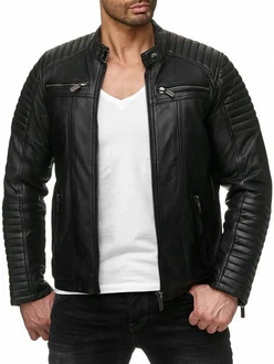 RedBridge Herren Lederjacke Kunstleder Bikerjacke Urban Steppjacke (M6013) Schwarz RedBridge Herren Lederjacke Kunstleder Bikerjacke Urban Steppjacke (M6013) Schwarz
